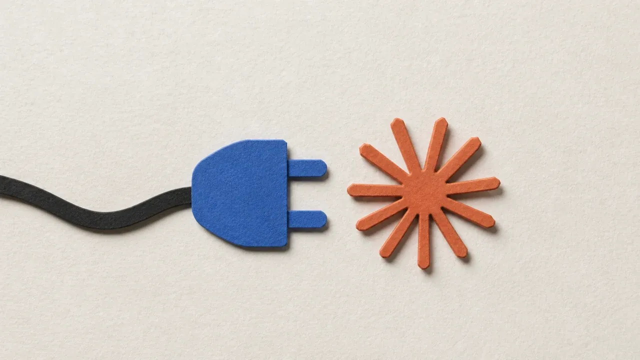 A blue paper plug approaching a terracotta paper spark