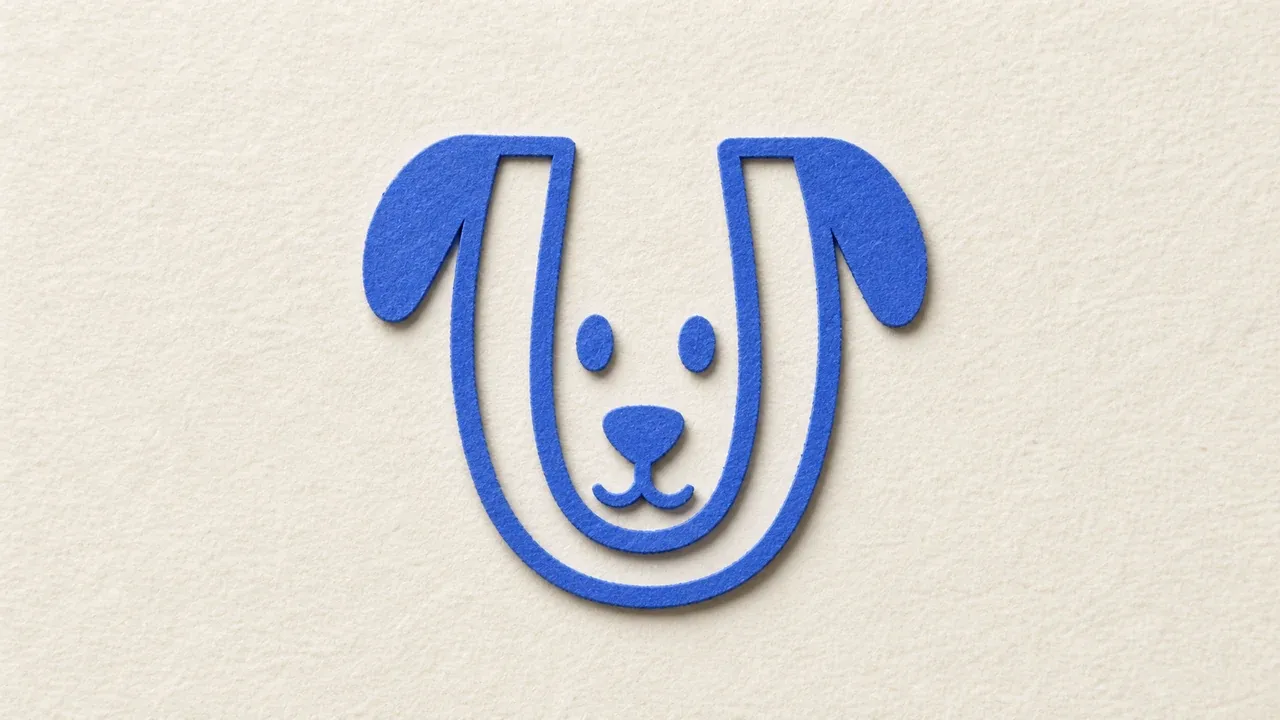 The Updog logo rendered as a raised blue paper emblem