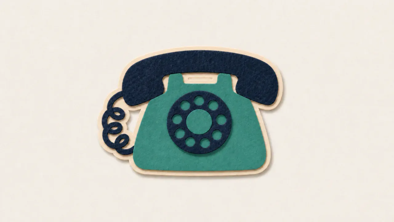A teal felt rotary telephone with a navy handset and cord on a warm cream background
